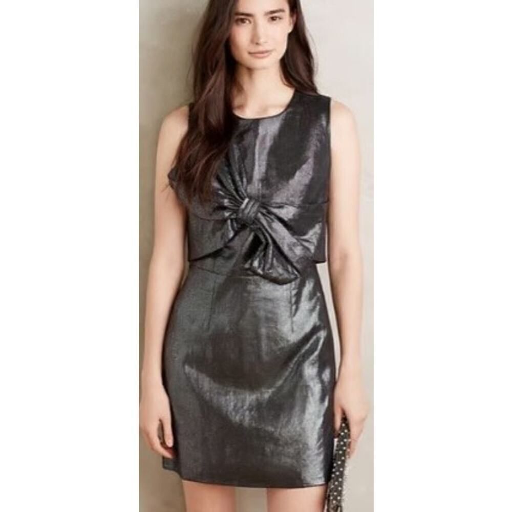Rachel Antonoff Metallic Bow Front Sheath Dress Sz. 4
